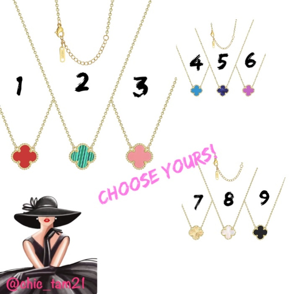Elegant 18k Gold Plated Stainless Steel Clover Necklace